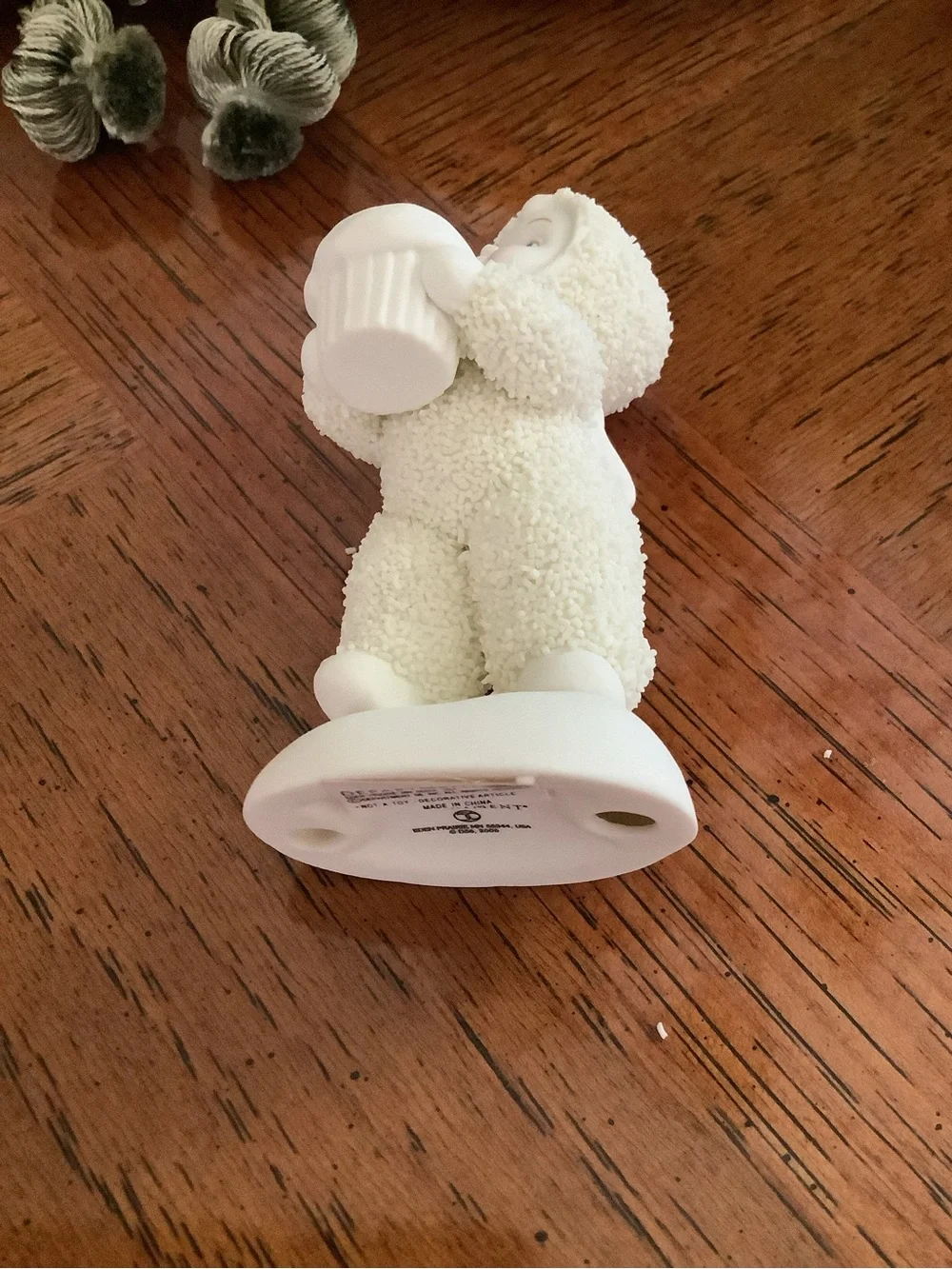 Department 56 White Snow Baby Figurine with Pink Jewel Accent